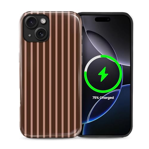 Magnetic for iPhone 14 Plus Case,[Compatible with Magsafe] Dual Layer Protective Heavy Duty Shockproof Rugged Drop Protection Bumper Hybrid Case- Aesthetic Striped Brown - color: Aesthetic Striped Brown, size: iPhone 14 Plus