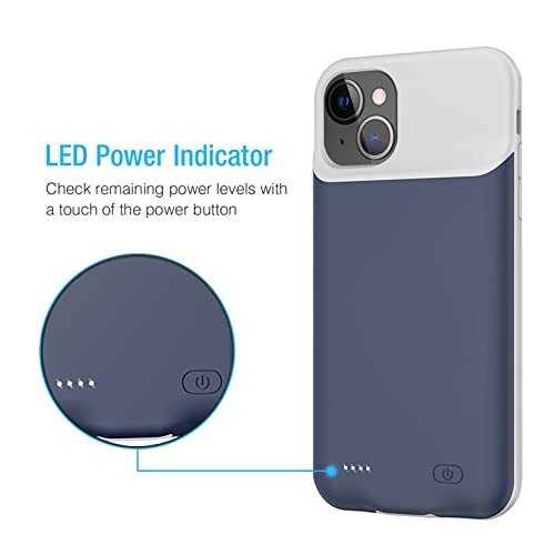 Battery Case for iPhone 13 Mini, Enhanced 6500mAh Ultra Thin Portable Protective Power Smart Charging Case Compatible with iPhone 13 Mini (5.4 inch) Rechargeable Extended Battery Charger Case (Blue) - color: Blue