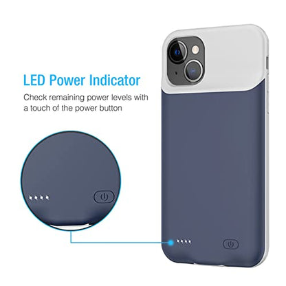 Battery Case for iPhone 13 Mini, Enhanced 6500mAh Ultra Thin Portable Protective Power Smart Charging Case Compatible with iPhone 13 Mini (5.4 inch) Rechargeable Extended Battery Charger Case (Blue) - color: Blue