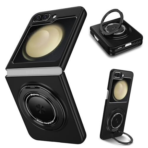 Magnetic Case for Samsung Galaxy Z Flip 5, [Compatible with MagSafe] Military Grade Shockproof Slim fit Samsung Z Flip 5 Phone Case with Magnetic Ring Kickstand, Black - color: Black, size: Samsung Galaxy Z Flip 5
