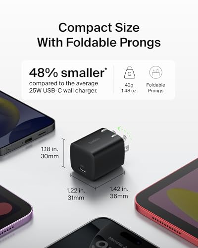 Belkin 25W Compact USB C Charger Block, 2 Pack, Fast Charging for Travel - style: New Gen