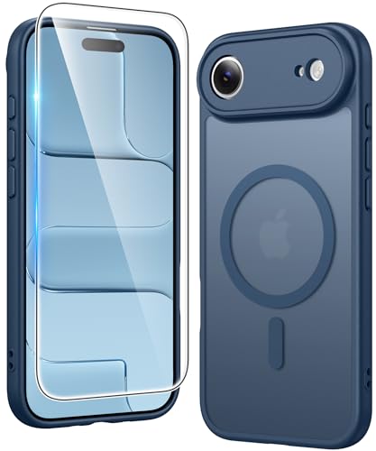 FNTCASE for iPhone Air Case Matte: Magnetic Phone Cases with Screen Protector Drop Proof Compatible with Magsafe Slim Anti Yellowing Rugged Shockproof Protective Translucent Cell Cover (C-Blue) - color: C-Blue, size: for iPhone Air 6.5 inch