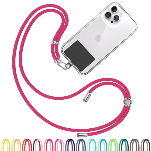 TBOC Cell Phone Lanyard [Fuchsia] - Comfortable Universal Smartphone Lanyard - Easy to Use Neck Phone Holder [Black Patch] - Adjustable Length Phone Strap Crossbody - Fits All Mobile Phones - color: Fuchsia