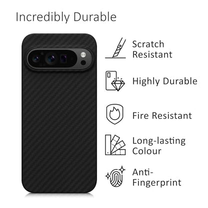 kalibri Aramid Fiber Case Compatible with Google Pixel 9 Pro - Case Super Slim Strong Protective Phone Cover - Black Matte - size: Pixel 9 Pro