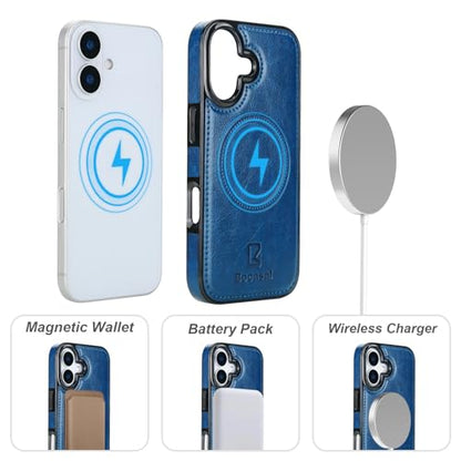 Bocasal for MagSafe Wallet Case Card Holder for iPhone 17, Blue - color: Blue for MagSafe