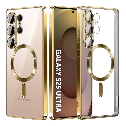 Compatible with Samsung Galaxy S25 Ultra Case（Only）.Magnetic Cover for S25 Ultra. Glossy Slim Thin Soft funda capa para for Galaxy S25 Ultra 6.9 inch.Compatible with MagSafe (Gold) - color: Gold