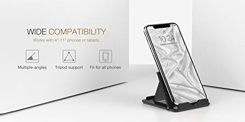 MoKo 2 Pack Cell Phone Stand for Desk, Tablet Stand for 4"-11" Devices - color: White + Black