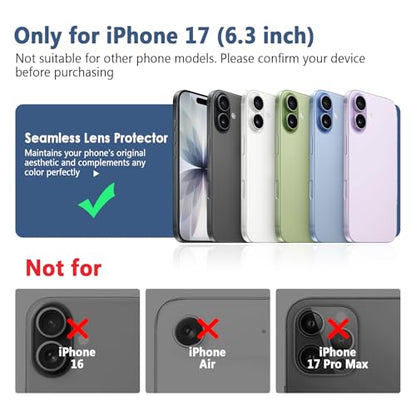 TENOC Camera Lens Protector for iPhone 17, Silver Glitter - size: iPhone 17
