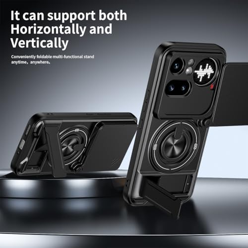 Compatible with Nothing Phone4a Pro Case Cover,Compatible with Nothing Phone (4a) Pro 5G A069P with Slide Camera Cover Phone Stand Protective Case Black - color: Black, size: Compatible with Nothing Phone4a Pro