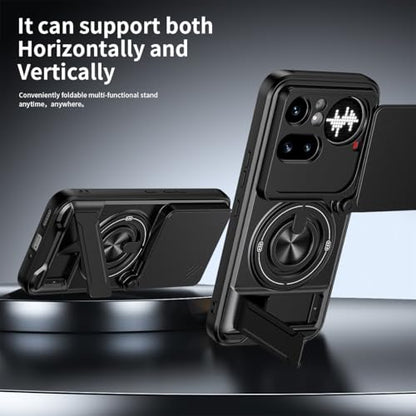 Compatible with Nothing Phone4a Pro Case Cover,Compatible with Nothing Phone (4a) Pro 5G A069P with Slide Camera Cover Phone Stand Protective Case Black - color: Black, size: Compatible with Nothing Phone4a Pro