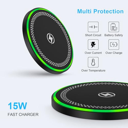 Samsung S25 Wireless Charger Fast Charging Pad Wireless Phone Charger for Android Samsung Galaxy S25 Ultra Edge S24 S23 S22, Cargador Inalámbrico para for iPhone 17 Pro Max Air 17 16 15