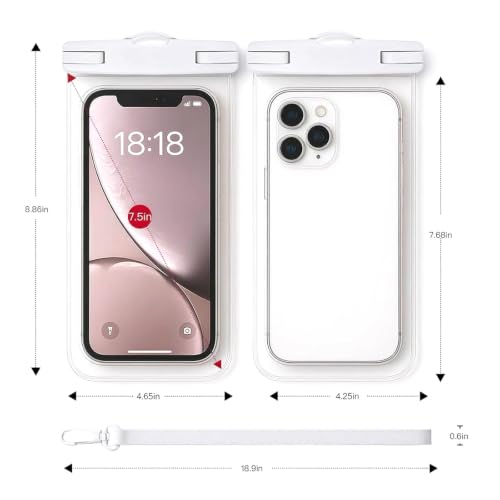 Waterproof Phone Pouch Compatible for iPhone 7in - 1 Light Grey | IPX8 Waterproof Case, Beach Travel Must Haves, Beach Essential, Dry Bag, 1 Pack, for iPhone 17/16/15/14/13/12 Pro Max - color: B2-Light Grey