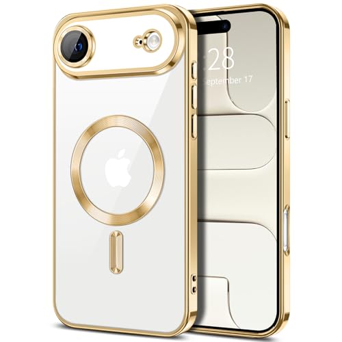 Hython Magnetic Clear for iPhone Air Case with Camera Lens Protector [Compatible with MagSafe] Luxury Plating Edge Slim Soft TPU Cover Protective Phone Case for iPhone Air 6.5", Gold - color: Gold, size: Iphone Air - 6.5 Inch