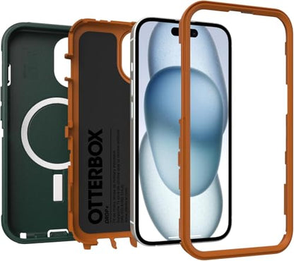 OtterBox iPhone 17e & iPhone 16e (Only) - Defender Series MagSafe Case - Green Intrigue - Built-in Magnets - Screenless - Rugged & Durable - with Port Protection - Holster Clip Included - color: Green Intrigue, style: MagSafe