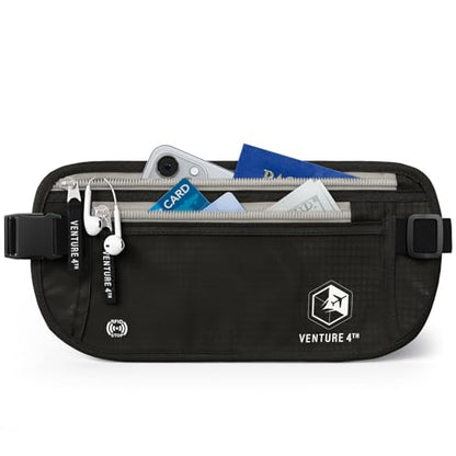 VENTURE 4TH Travel Money Belt, RFID Blocking Passport Holder - Black - color: Black