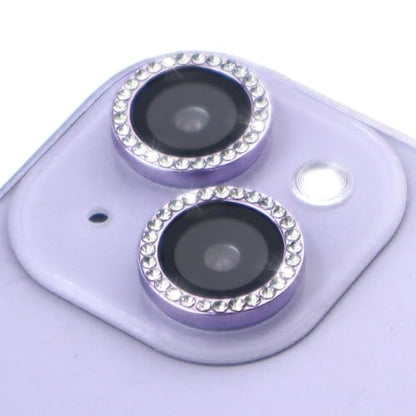 Camera Lens Protector for iPhone 15/15 Plus/14/14 Plus Bling Diamond Metal Ring Rhinestone Tempered Glass Lens Cover Accessories (Purple) - color: Purple