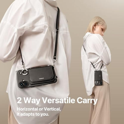 MAGEASY Pouch MagSafe Crossbody Wallet Phone Case for iPhone 16 Pro - Removable Wallet with Strap, Shockproof Protection, Card Holder & Coin Pocket Magnetic Purse Compatible with MagSafe (Camel Brown) - color: Camel Brown, size: iPhone 16 Pro