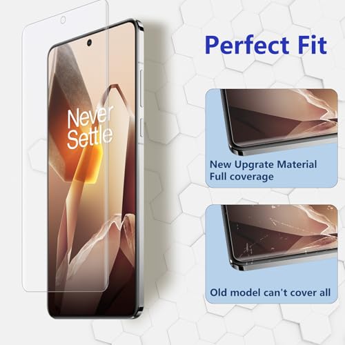 Screen Protector for Oneplus 13, 2 Pack Flexible TPU Film Screen Protector + 2 Pack Tempered Glass Camera Lens Protector [Fingerprint Support] [Anti Scratch] for Oneplus 13