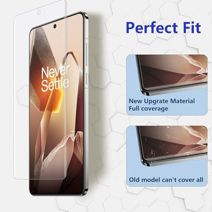 Screen Protector for Oneplus 13, 2 Pack Flexible TPU Film Screen Protector + 2 Pack Tempered Glass Camera Lens Protector [Fingerprint Support] [Anti Scratch] for Oneplus 13