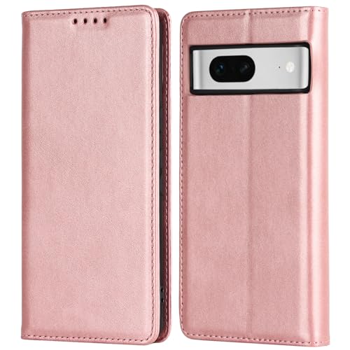 Case for Google Pixel 7, Stand Holder, Magnetic Closure, Rose Gold | Premium PU Leather, Flip Folio Purse Case, with Card Slot, Stand Holder,Magnetic Closure, TPU Shockproof Protective Case - color: Magnetic Wallet - Rose Gold
