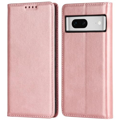 Case for Google Pixel 7, Stand Holder, Magnetic Closure, Rose Gold | Premium PU Leather, Flip Folio Purse Case, with Card Slot, Stand Holder,Magnetic Closure, TPU Shockproof Protective Case - color: Magnetic Wallet - Rose Gold