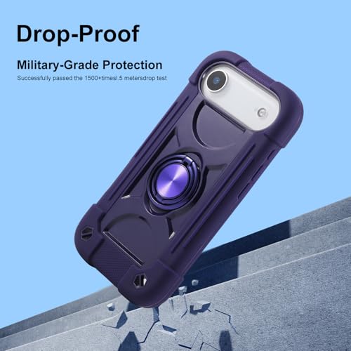 MARKILL Compatible with iPhone Air Case 6.5 Inch 2025 with 360 Degree Rotate Ring Stand, Military Grade Drop Protection Full Body Rugged Protective Case Kids - color: Deep Purple, size: iPhone Air 6.5"