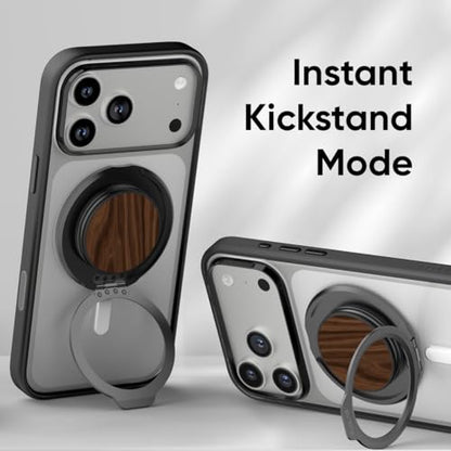 FLOLAB ForgeGrip Strong Magnetic Phone Holder & Phone Grip for MagSafe Grip iPhone Accessories Magnetic Phone Grip, Ring Holder & Stand, Satisfying Snap Grip - Walnut - color: Walnut