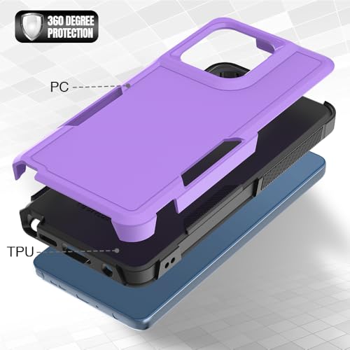 for Moto G Stylus 2025/2026 Case: Dual Layer Protective Heavy Duty Cell Phone Cover Shockproof Rugged with Screen Protector - Military Protection Bumper Tough - for G Stylus 2025/2026, Purple - color: Purple (PC) + Black (TPU)