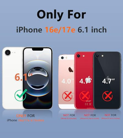 FNTCASE for iPhone 17e/16e Case | Dual Layer, Shockproof Protective, Military Grade Drop Proof Protection, Rugged Hybrid Matte Textured Rugged Hard - color: Black Dark
