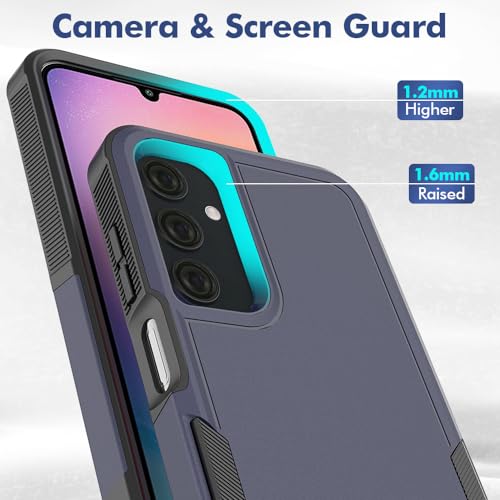 MDCN Samsung Galaxy A25 5G Case: Dual Layer Protective Heavy Duty Cell Phone Cover, Navy Blue & Black, Military Protection Bumper, Shockproof Rugged with HD Screen Protector, Anti-Slip - color: Navy Blue (PC) + Black (TPU)