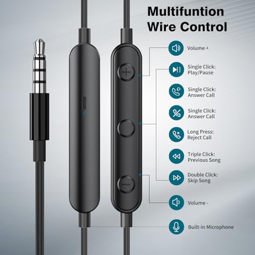 APETOO Wired Earbuds in-Ear Headphones 3.5mm Jack for Laptop/School Black - color: Black