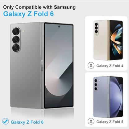 Case for Samsung Galaxy Z Fold 6,with MagSafe 360°Rotatable Magnetic Kickstand,Leather+Aluminum Metal Full Body Flip Phone Cover,Military Shockproof Grade Drop Proof for Galaxy Z Fold6(Black)