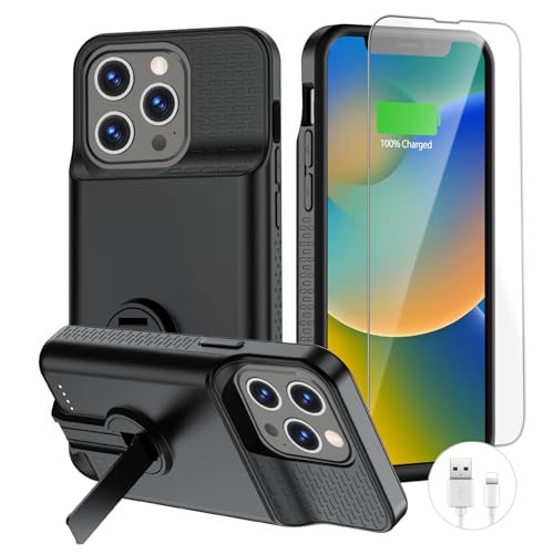 BOPPS for iPhone 13 Pro Max/14 Pro Max/14 Plus with Stand,Ultra Slim 8500 Portable Rechargeable Strong Protective Extended Case Cover for iPhone 14 pro max,13 pro max ，Black - size: iPhone 13 Pro Max /14 Pro Max/14 Plus