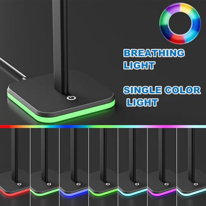 Headphone Stand for Desk - Headset Stand Headphone Holder (RGB-Black) - color: RGB-Black