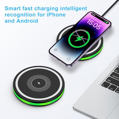 Samsung Galaxy S26 Ultra Wireless Charger Fast Charging Pad for Galaxy S26 Ultra S26 S25 S24 S23 Wireless Phone Charger Android Charging Station Cargador Inalámbrico para for iPhone 17e 17 Pro Max 16