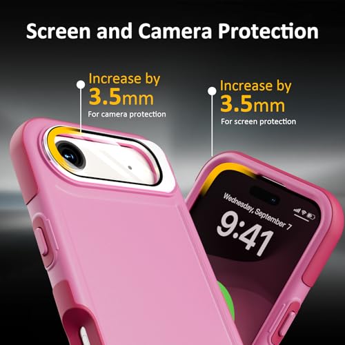 Follaroma Magnetic for iPhone 17 Air Case with Camera Stand, Pink，6.5" | Built-in Glass Camera Cover,Compatible with MagSafe,Heavy Duty Shockproof Protective,Military-Grade Anti-DropDual Layer Cover - color: Pink, size: iPhone 17 Air 6.5''