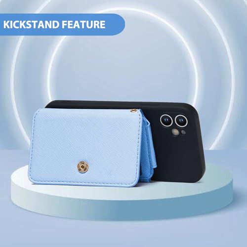 RFID Blocking Phone Wallet Stick on Leather Card Holder for Phone Case | Card Holder for Phone case Stick on Attachable Credit Card Holder for Phone (Compatible with Most Smartphones) Sky Blue - color: Sky Blue
