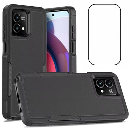 for Moto G Stylus 2023 5G Case Dual Layer Hard Shockproof Protective Case with Tempered Glass Screen Protector Heavy Duty Hybrid Full Body Anti-Scratch Anti-Slip Phone Cover Black - color: Moto G Stylus 2023 5G