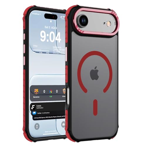 DEERLAMN Strong Magnetic Case for iPhone Air 6.5-Inch,[Compatible with Magsafe][Military Grade Drop Protection] Translucent Matte Shockproof Protective Phone Cover-Frosted Red - color: Red, size: for iPhone Air 6.5-Inch