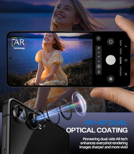 HelloDeere for Samsung Galaxy Z Flip 8 Camera Lens Protector, Military-Grade 9H+ Tempered Glass with AR Optical Tech HD Anti-Glare Anti-Scratch Metal Individual Ring Easy Install Case Friendly, Black - color: Z Flip 8 (Black)