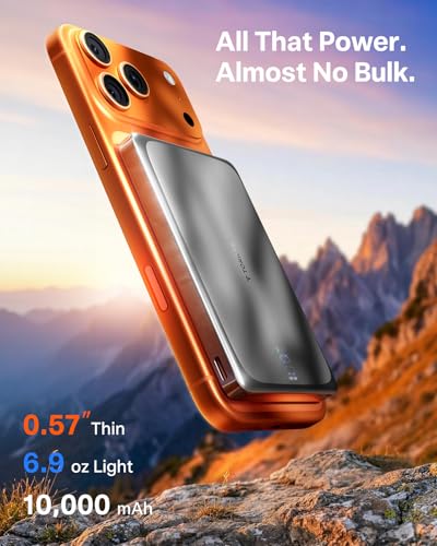 TORRAS MiniMag Pro iPhone 18 Pro Max Portable Charger Power Bank, 10000mAh - color: Mist Silver