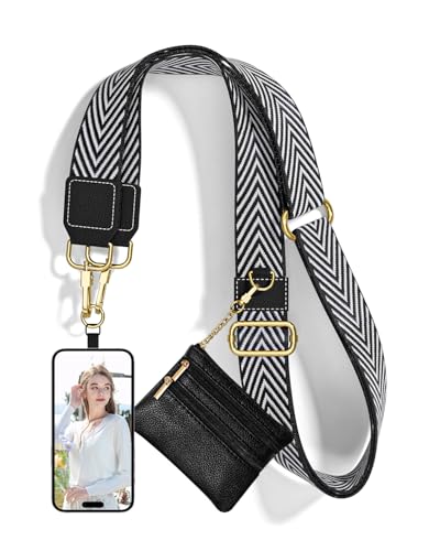 Nipichsha Crossbody Phone Strap with Wallet, Clip and Go Strap for Phone - color: Abstract Texture