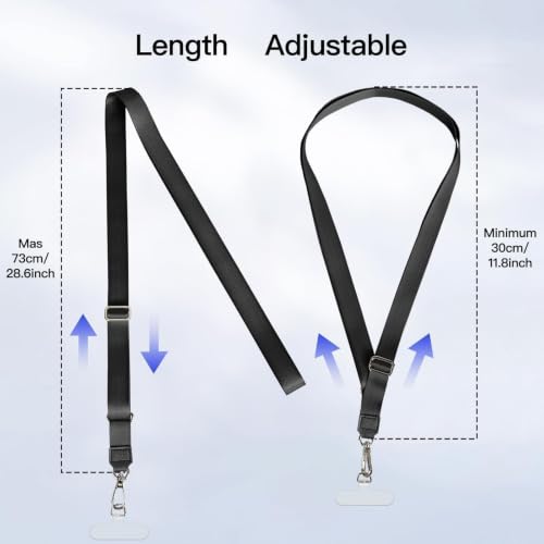 MOLOPPO Long Phone Lanyard for Smartphone, Adjustable Crossbody Strap-Black - color: H1-black