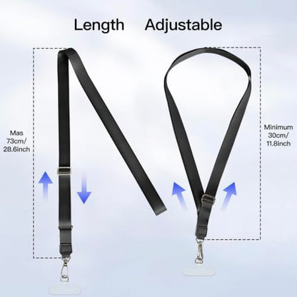 MOLOPPO Long Phone Lanyard for Smartphone, Adjustable Crossbody Strap-Black - color: H1-black