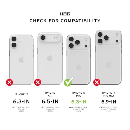 URBAN ARMOR GEAR UAG Designed for iPhone 17 Pro Case Pathfinder Clear - Compatible with MagSafe Military Grade Protective Cover, Ash/Black - color: Pathfinder Clear - Ash/Black