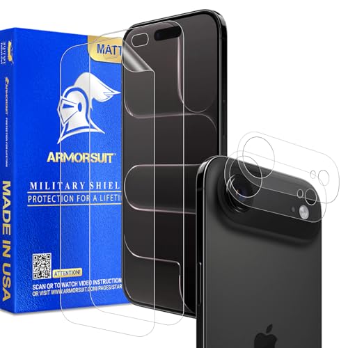 ArmorSuit 2+2 Pack MilitaryShield Anti Glare Camera Plate Protector + Screen Protector for iPhone Air [6.6 inch] Matte Film - Made in the USA - size: iPhone Air 6.6" Camera Plate-Matte