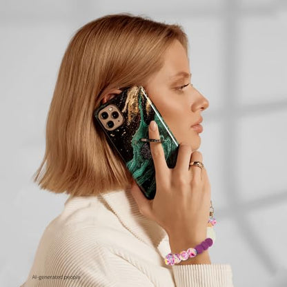 Silicone Beaded Phone Wrist Strap for Women, Elastic Wristlet - color: Plum