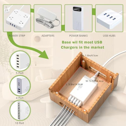 Pezin & Hulin Bamboo Charging Stand with Pack 5 Cables-Natural Bamboo - color: Without Charger