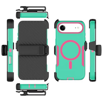 Designed for iPhone 17 Air Case,Green Rose | Compatible with MagSafe,Double protection,Tough Durable,Detachable back clip,Dustproof,No Fading,No Yellowing,Non-Slip - color: Green Rose, size: iPhone 17 Air 6.6”