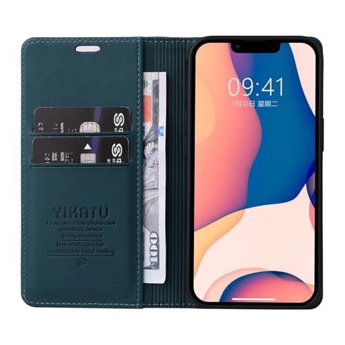 Caseurban Compatible with iPhone 13 Wallet Case PU Leather Flip Folio Case with Card Holder Magnetic Closure Shockproof Protective Phone Cover Blue - color: Blue, size: iPhone 13